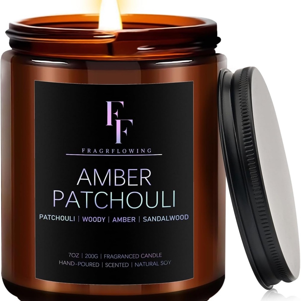NEW Amber Patchouli hand poured soy candle